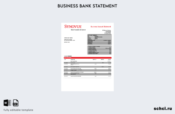 скачать цифровую версию выписки Synovus Bank в формате Word и PDF шаблона